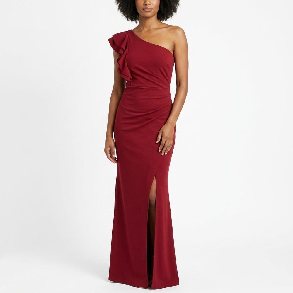 Emerald Sundae Red Sheath Maxi Knit Ruched Dress Women Size L